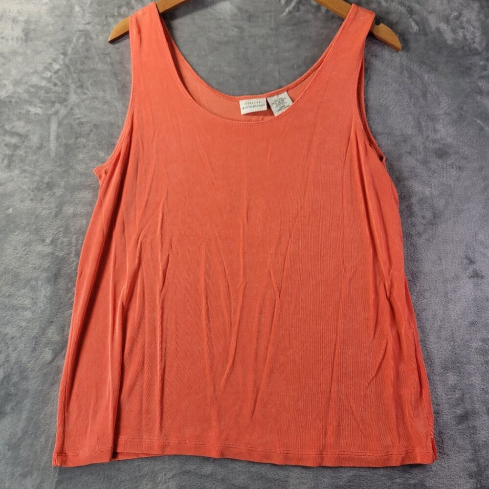 White Stag Womens Tank Top L  Orange‎ Stretch Sleeveless Casual Basic Slinky